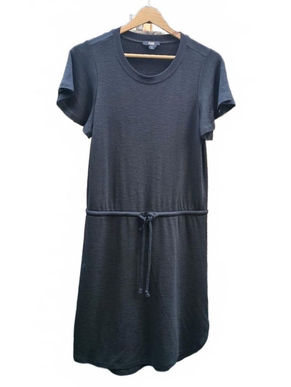 PAIGE Black Brielle T Shirt Dress Drawstring Athletic Loungewear Knit Size S M